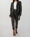 Zeynep Arcay Oversized Leather Biker Jacket In Black In Black