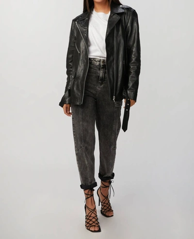 Zeynep Arcay Suit Leather Jacket In Plum In Black