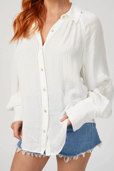 Rebecca Taylor Long Sleeve Shadow Stripe Blouse In Snow In White