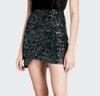 ALICE AND OLIVIA FIDELA EMBELLISHED DRAPED MINI SKIRT IN BLACK