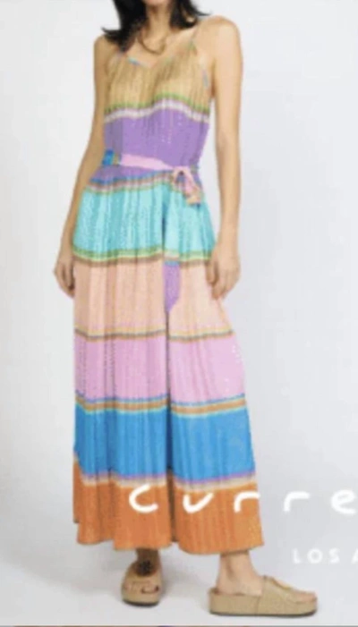 Current Air Color Blocking Pleated Cami Midi Dress In Multi