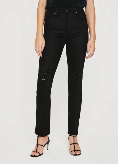 Ag Alexxis Slim Straight Leg Jean In Blackboard In Sulfur Black