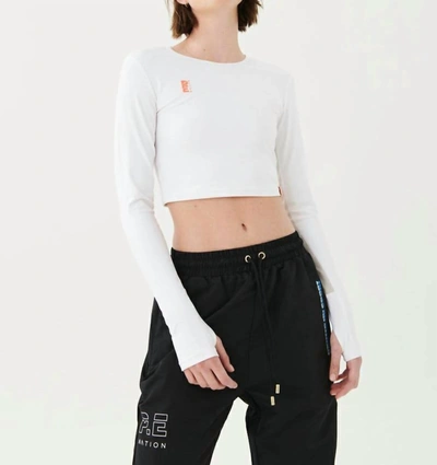 P.e Nation Half Volley Long Sleeve Crop Top In Optic White