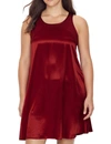 PJ HARLOW LINDSAY SATIN AND RIB NIGHTGOWN IN RED