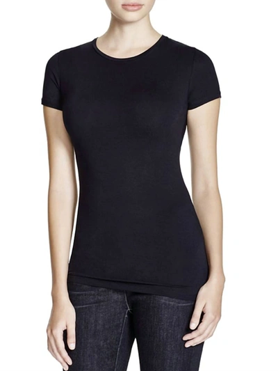 Majestic Soft Touch Flat Edge S/s Crew Neck Tee In Black In Noir