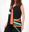 Angel Retro Brights Long Vest In Black/orange In Multi