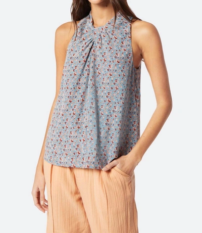 Joie Maraloma Twisted Cutout Floral-print Silk Top In Multi