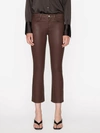FRAME LE CROP MINI BOOT COATED JEANS IN DARK CHOCOLATE