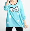 Angel Cartoon Graphic Sweater In Turquoise/white In Multi