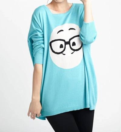 Angel Geek Chic Emoji Pullover In Turquoise In Blue