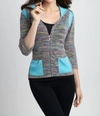 Angel Colorblock Melange Cardigan In Gray Multi In Grey