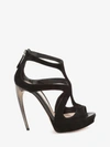 Alexander Mcqueen 120mm Suede Cage Sandals In Black