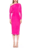 Alexia Admor Olivia Draped One-shoulder Dress In Hot Pink