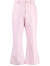 Msgm High-waist Cropped Trousers In White