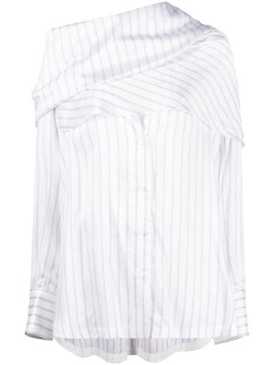 Attico Striped Asymmetric Shirt In White