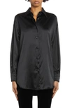 Tom Ford Fitted Stretch Silk Satin Shirt In Black