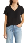 Bella Dahl Raglan V-neck T-shirt In Vintage Black