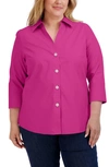 Foxcroft Oversize Cotton Blend Button-up Shirt In Fuchsia