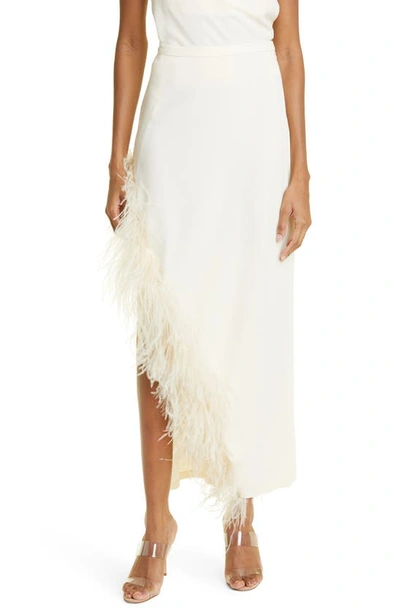 Lapointe Crepe Feather Asymmetrical Skirt In Cream