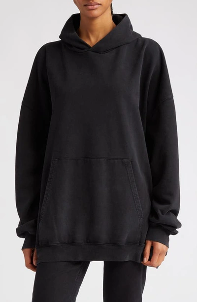 Balenciaga Campaign Oversize Embellished Logo Cotton Hoodie In Black