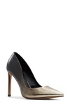 Aldo Lala Snakeskin Embossed Pointed Toe Pump In Black/ Gold Multi
