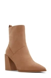 Aldo Bethanny Pointed Toe Block Heel Bootie In Beige