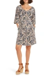 Nic + Zoe Petite Flowing Ferns Printed T-shirt Dress In Neutral Multi