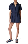 Sweaty Betty Anytime Drawstring Romper In Navy Blue