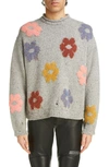 ACNE STUDIOS FLORAL INTARSIA WOOL BLEND SWEATER