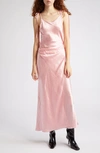 Acne Studios Wrap Satin Midi Dress In Fresh Pink