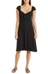 LOVEAPPELLA LOVEAPPELLA TIE FRONT CAP SLEEVE A-LINE DRESS