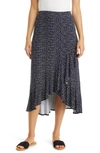 Loveappella Flounce Midi Skirt In Black/ Ivory