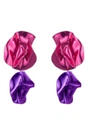 Sterling King Flashback Fold Drop Earrings In Fuchsia - Violet