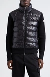 Moncler Padded Down-feather Knitted Jacket In Black
