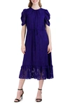 Julia Jordan Floral Puff Sleeve A-line Midi Dress In Royal