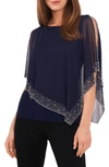 CHAUS IMITATION PEARL BEAD OVERLAY CAPE TOP