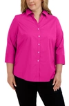 Foxcroft Oversize Cotton Blend Button-up Shirt In Azalea