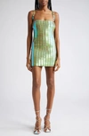 Attico Rue Sequin-embellishment Mini Dress In Iridescent Green