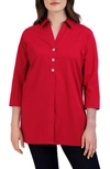 FOXCROFT PAMELA STRETCH BUTTON-UP TUNIC