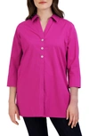 Foxcroft Oversize Cotton Blend Button-up Shirt In Azalea