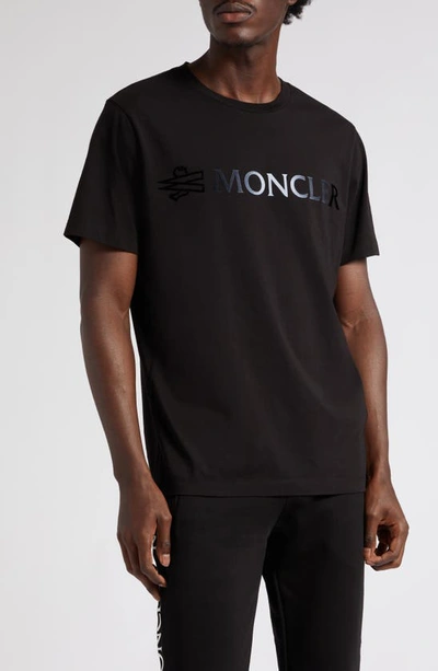 Moncler Gradient Logo Cotton Graphic T-shirt In Black