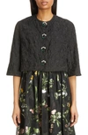 ERDEM CRYSTAL BUTTON CROP SILK JACQUARD JACKET