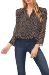 Cece Leopard Tie Neck Blouse In Rich Black