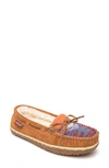 Minnetonka Tilia Faux Fur Lined Moccasin Slipper In Brown Multi