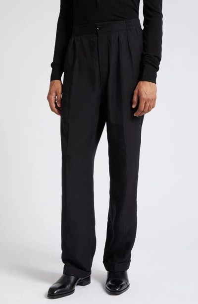 Tom Ford Black Pleated Lounge Pants In Lb999 Black