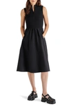 Steve Madden Berlin Sleeveless Half-zip A-line Dress In Black