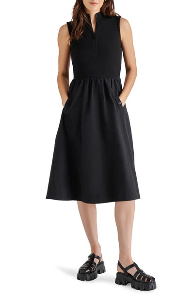 STEVE MADDEN BERLIN SLEEVELESS HALF-ZIP A-LINE DRESS