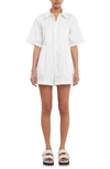 Grey Lab Women's Shoulder Pad Shirt Romper In White