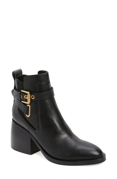 See By Chloé Averi Leather Buckle Ankle Boots In 18041_001_black