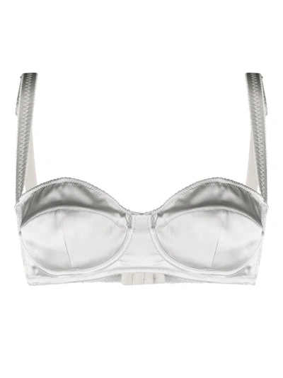 Dolce & Gabbana Metallic Balconette Bra In Grey